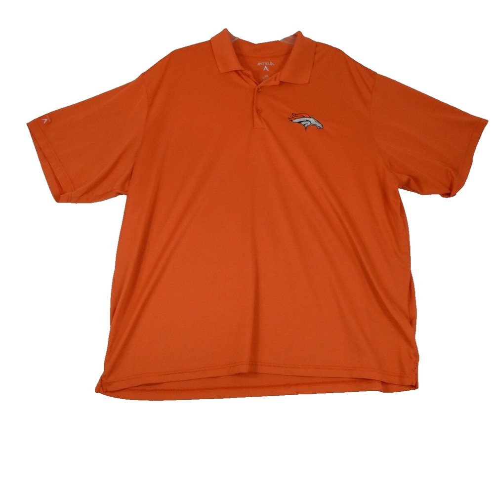 Antigua Denver Broncos Polo Mens XXL Orange NFL Football Athleisure Golf Shirt - Picture 1 of 12